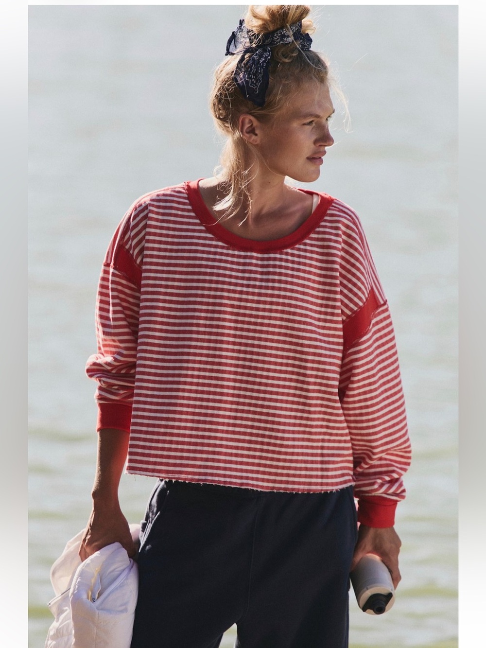 NWT FP Movement by Free People My Time Textured Layer Victory Red Size XS
